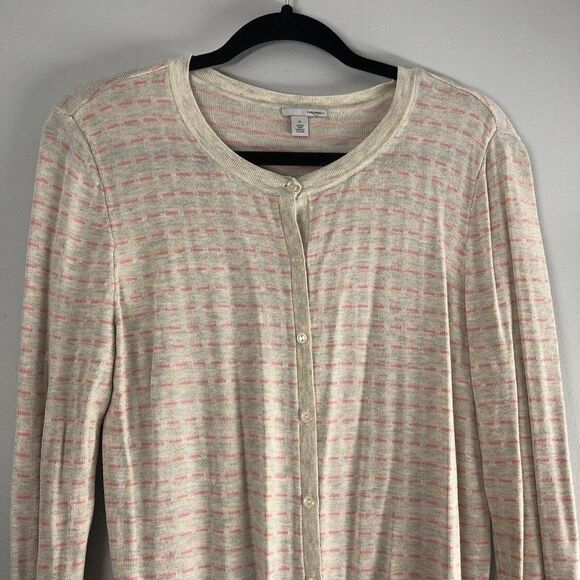Halogen Womens Size XL Cardigan Sweater Button Down‎ Striped Pink Beige Tan - Picture 4 of 10
